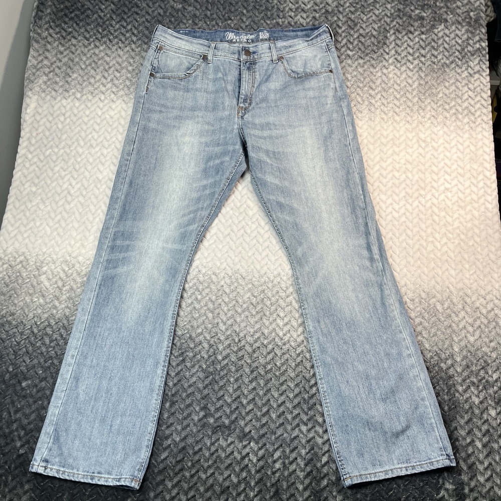 Wrangler‎ Retro Jeans Mens 38x34" Blue Light Wash Denim Slim Boot (Tag Wrong Sz)
